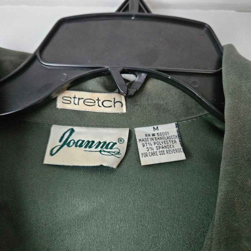 Vintage Joanna Jacket Women Medium Green Stretch Western Boho Festival Zip Up‎